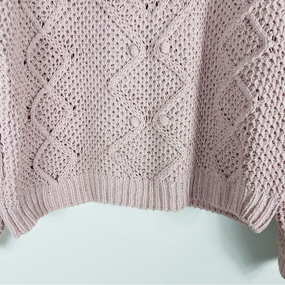 Love Tree purple lilac open knit cropped boxy sweater large - Picture 3 of 8